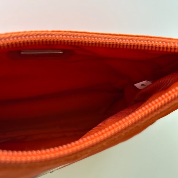 Prada Orange Nylon Mini Shoulder Bag With Beige Strap & Zipper Closure - Picture 6 of 10